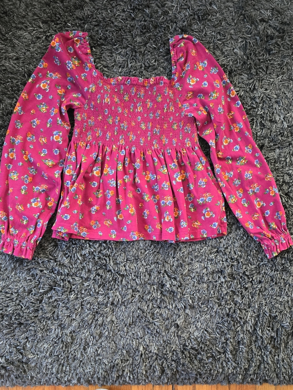 Polo by Ralph Lauren Pink Floral Smocked Long-Sleeve Top